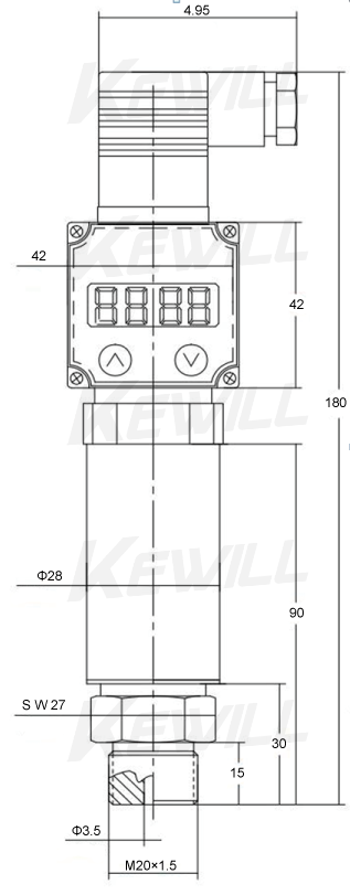 KAP10D系列現場顯示型壓力變送器尺寸圖